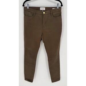 FRAME LE HIGH SKINNY MILITARY COATED GREEN SIZE 29